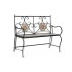 Пейка DKD Home Decor 111 x 54 x 88 cm Керамика Мозайка Черен Метал Многоцветен - Mobilier de grădină, accesorii și umbrele