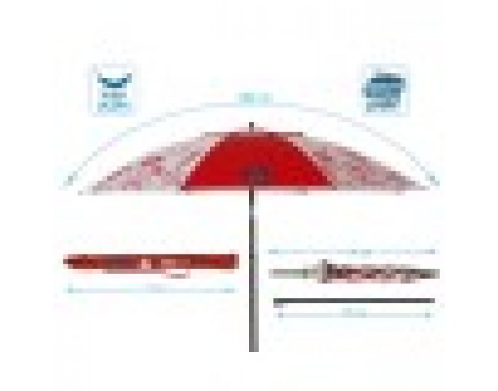 Плажен чадър Червен Ø 200 cm SPF50+ Военен