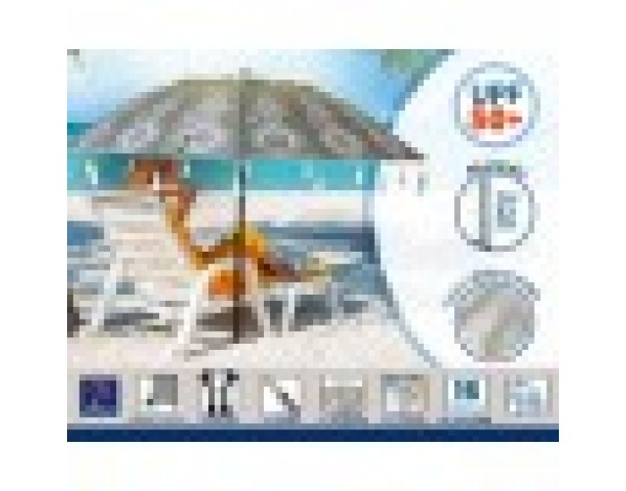 Плажен чадър Сив Ø 220 cm SPF50+ Boho