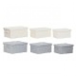 Комплект Декоративни Кутии Home ESPRIT Сив Сметана 40 x 30 x 20 cm 3 Части (2 броя) - Cutii, organizatoare și alte produse de depozitare
