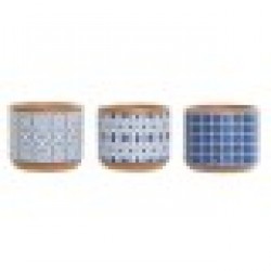 Саксия Home ESPRIT Син Бял Цимент 12 x 12 x 10,5 cm (3 броя) - Articole de grădinărit, ghivece, sisteme de irigare