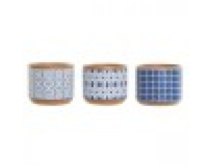 Саксия Home ESPRIT Син Бял Цимент 12 x 12 x 10,5 cm (3 броя)
