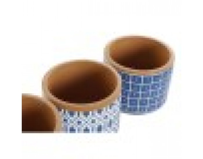 Саксия Home ESPRIT Син Бял Цимент 12 x 12 x 10,5 cm (3 броя)