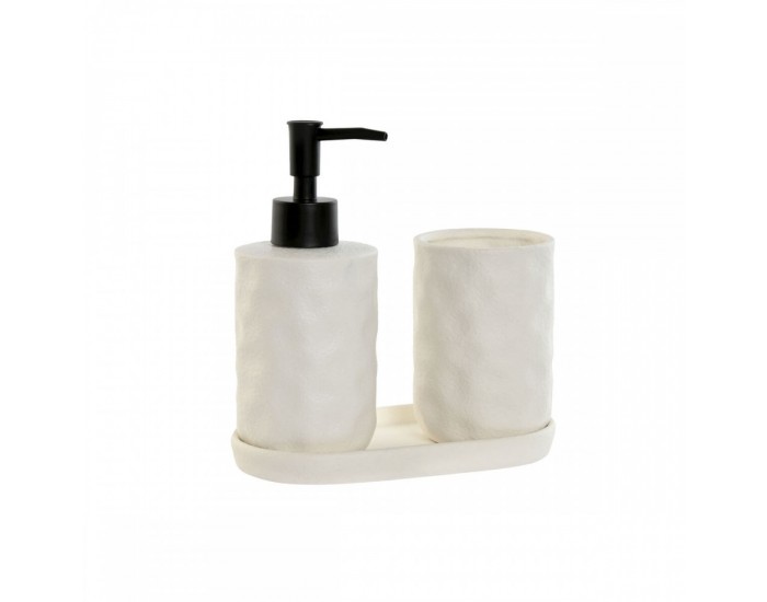 Комплект за Баня Home ESPRIT Бял ABS Dolomite 17,5 x 9,5 x 18 cm 3 Части
