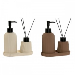Комплект за Баня Home ESPRIT Сметана теракота ABS Dolomite 17 x 9 x 2 cm 3 Части (2 броя) - Produse pentru baie și WC
