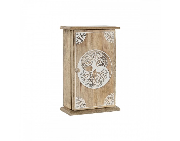 Шкаф за ключове Home ESPRIT Бял Естествен 18 x 7,5 x 28 cm