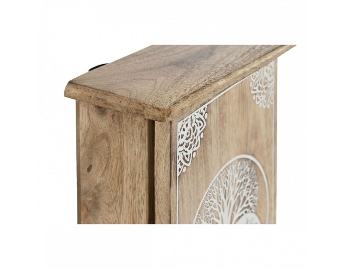 Шкаф за ключове Home ESPRIT Бял Естествен 18 x 7,5 x 28 cm