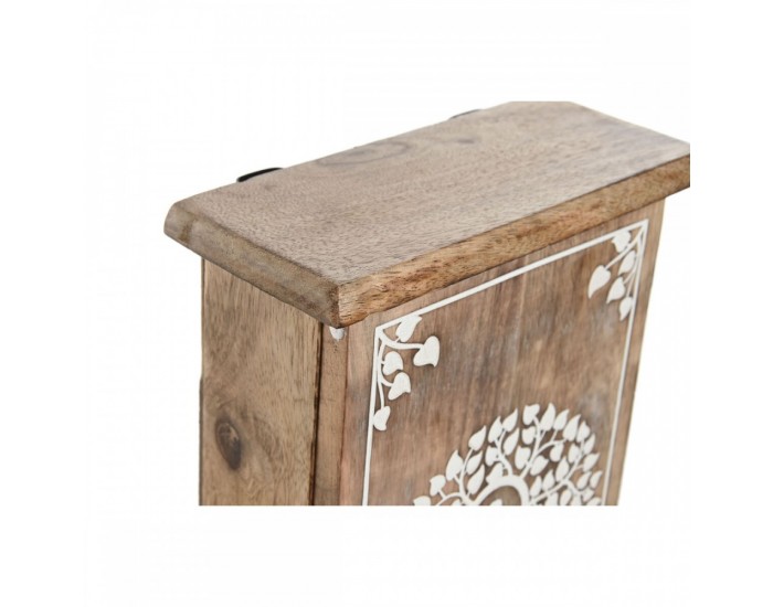 Шкаф за ключове Home ESPRIT Бял Естествен 18 x 7,5 x 28 cm