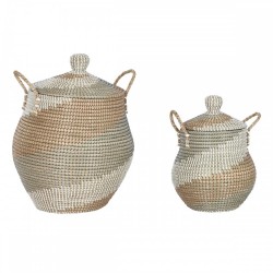 Игра на Кошници Home ESPRIT Оранжев Естествен Морска трева Тропически (2 Части) - Home esprit