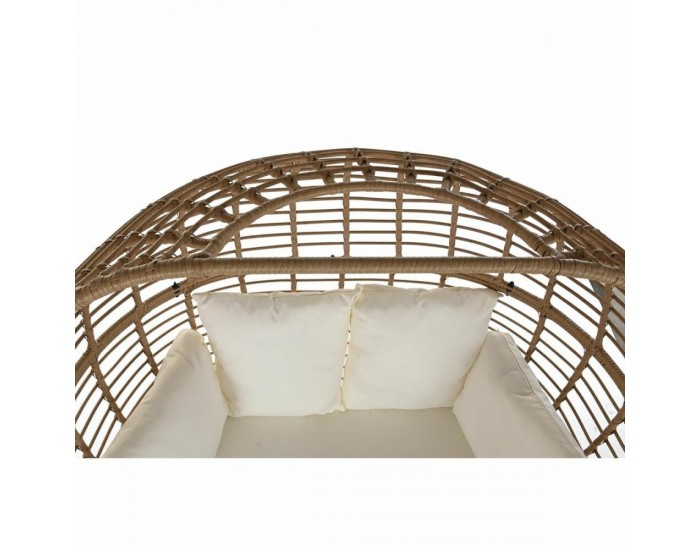 Градинско кресло DKD Home Decor Бял Кафяв Стомана синтетичен ратан 130 x 68 x 146 cm