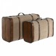 Комплект сандъци Home ESPRIT Кафяв Бежов полиестер Дървен 60 x 37 x 24 cm