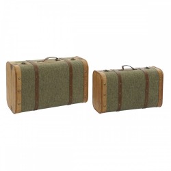 Комплект сандъци Home ESPRIT Зелен Дървен Пластно Тропически 60 x 24 x 38 cm - Cutii, organizatoare și alte produse de depozitare