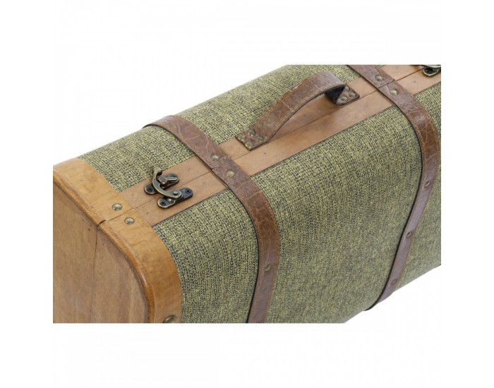 Комплект сандъци Home ESPRIT Зелен Дървен Пластно Тропически 60 x 24 x 38 cm