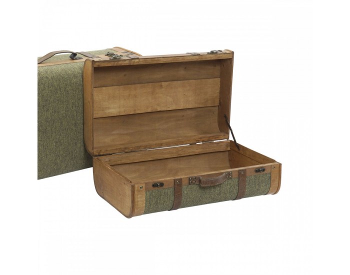 Комплект сандъци Home ESPRIT Зелен Дървен Пластно Тропически 60 x 24 x 38 cm