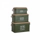 Комплект сандъци Home ESPRIT Тъмнозелено Естествен Метал Въже влакно 69 X 37 X 37,5 cm (3 броя)