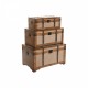 Комплект сандъци Home ESPRIT Кафяв Бежов полиестер Дървен 80 x 49 x 45 cm (3 броя)