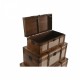 Комплект сандъци Home ESPRIT Кафяв Бежов полиестер Дървен 80 x 49 x 45 cm (3 броя)