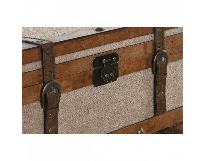 Комплект сандъци Home ESPRIT Кафяв Бежов полиестер Дървен 80 x 49 x 45 cm (3 броя)