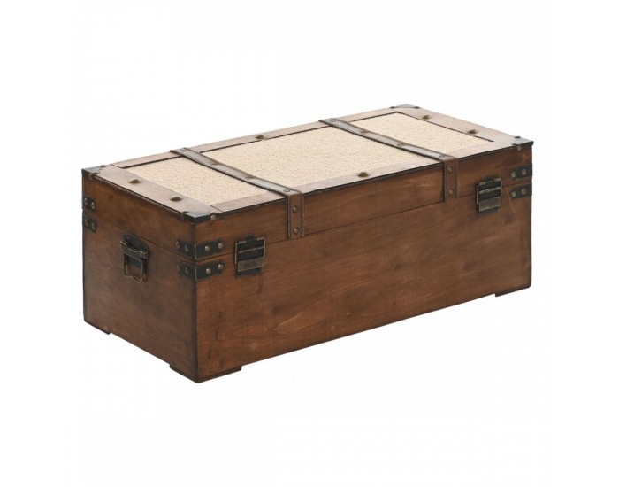Комплект сандъци Home ESPRIT Кафяв Бежов полиестер Дървен 80 x 49 x 45 cm (3 броя)