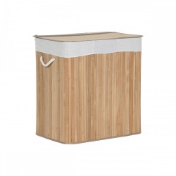 Кош за Мръсни Дрехи Home ESPRIT Бял Естествен Бамбук 140 L 60 x 40 x 60 cm - Cutii, organizatoare și alte produse de depozitare
