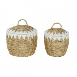 Игра на Кошници Home ESPRIT Бял Естествен Естествено влакно Boho 35 x 35 x 37 cm (2 Части) - Home esprit