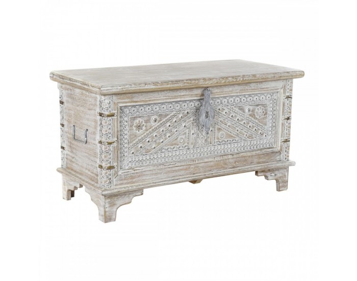 Ракла DKD Home Decor Бял Месинг Дърво манго (88 x 40 x 45 cm)