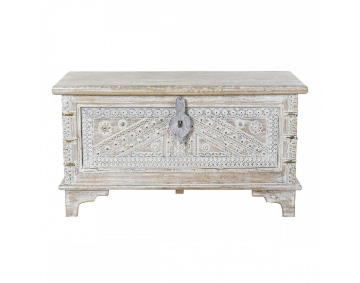 Ракла DKD Home Decor Бял Месинг Дърво манго (88 x 40 x 45 cm)