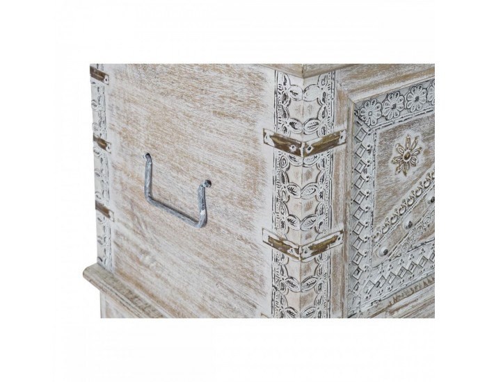 Ракла DKD Home Decor Бял Месинг Дърво манго (88 x 40 x 45 cm)