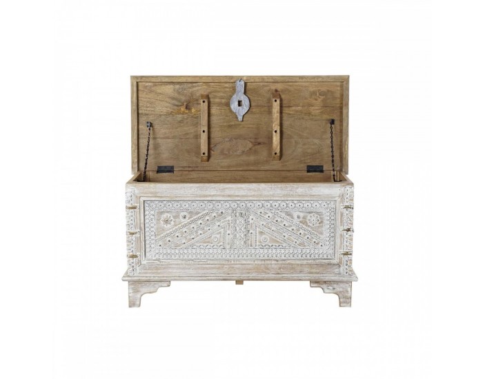 Ракла DKD Home Decor Бял Месинг Дърво манго (88 x 40 x 45 cm)