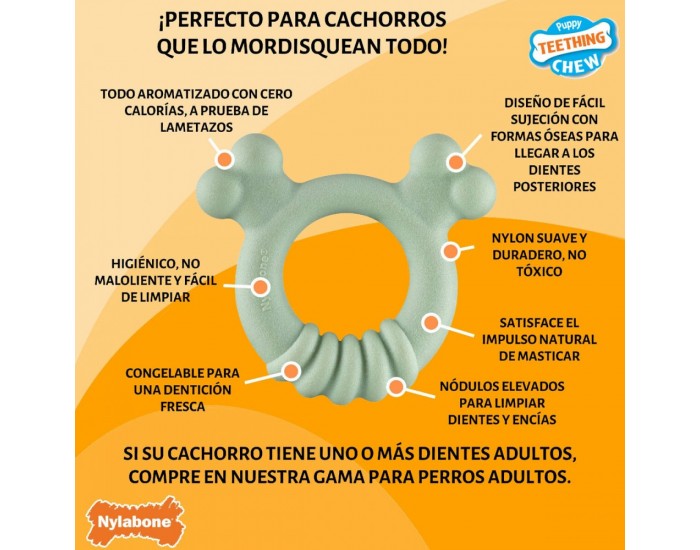 Гризалка за кучета Nylabone SENSORY TACTILE RING Зелен Фъстъчено масло Пиле S