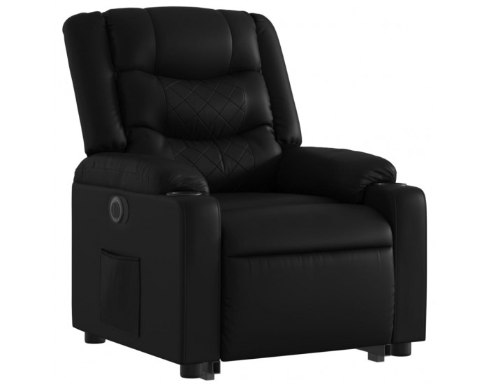 Sonata H Електрически изправящ реклайнер стол, черен, еко кожа