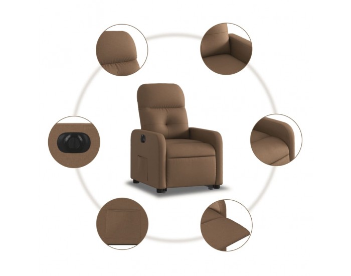 Sonata Fotoliu electric rabatabil cu ridicare, maro, textil