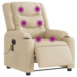 Sonata H Електрически масажен реклайнер стол, кремав, текстил - Fotolii