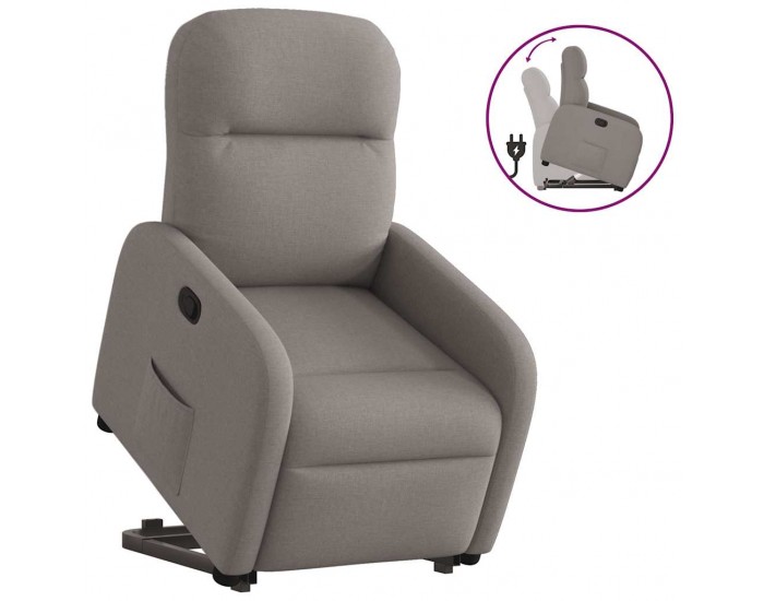Sonata Fotoliu rabatabil cu ridicare pe verticală, gri taupe, textil