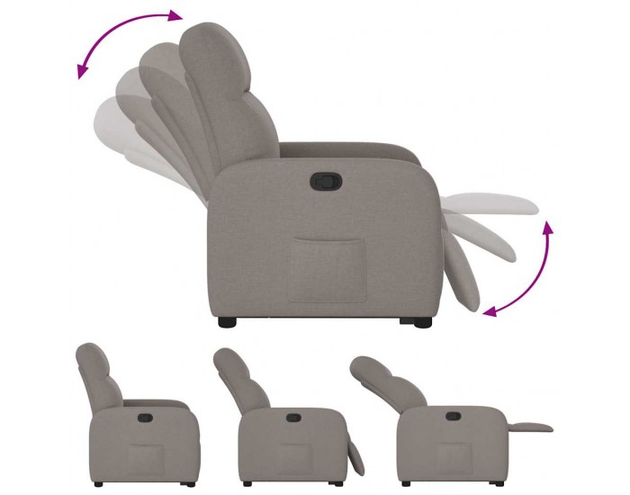 Sonata Fotoliu rabatabil cu ridicare pe verticală, gri taupe, textil
