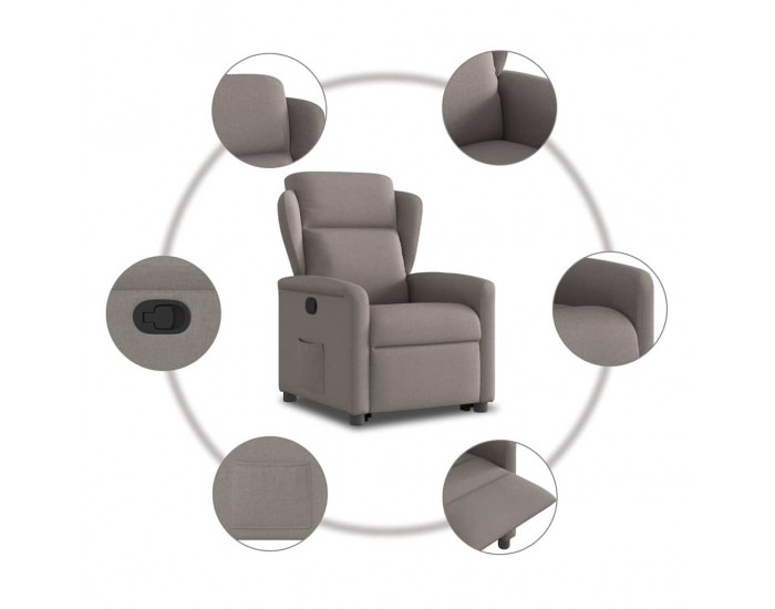 Sonata Fotoliu rabatabil cu ridicare pe verticală, gri taupe, textil