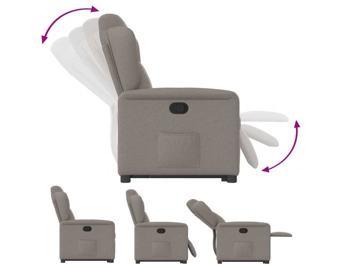 Sonata Fotoliu rabatabil cu ridicare pe verticală, gri taupe, textil