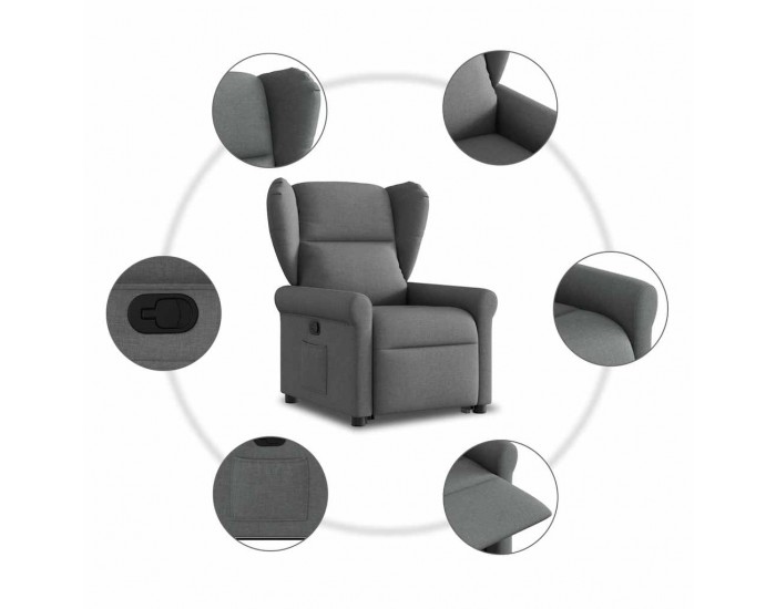 Sonata H Изправящ реклайнер стол, тъмносив, текстил