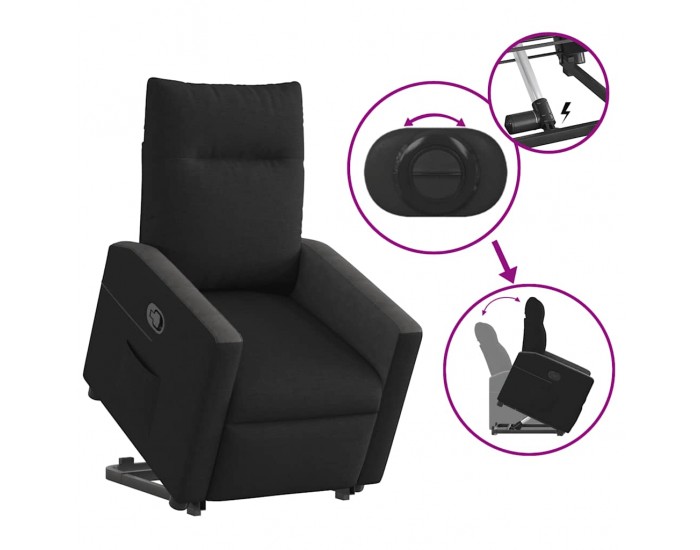 Sonata Fotoliu rabatabil cu ridicare pe verticală, negru, textil