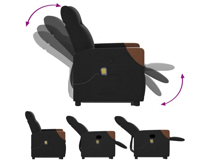 Sonata H Масажен изправящ стол реклайнер, черен, текстил