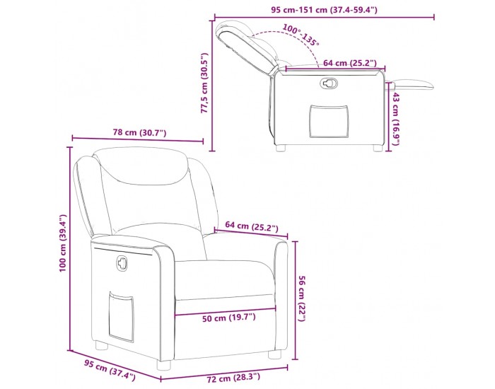 Sonata H Recliner Chair Cloud Grey Fabric