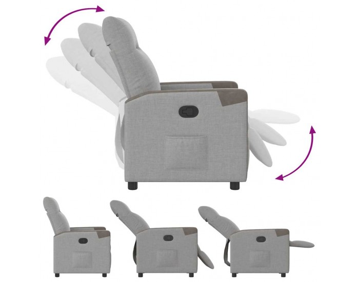 Sonata H Recliner Chair Cloud Grey Fabric
