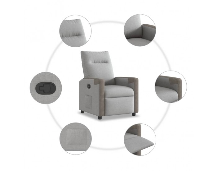 Sonata H Recliner Chair Cloud Grey Fabric