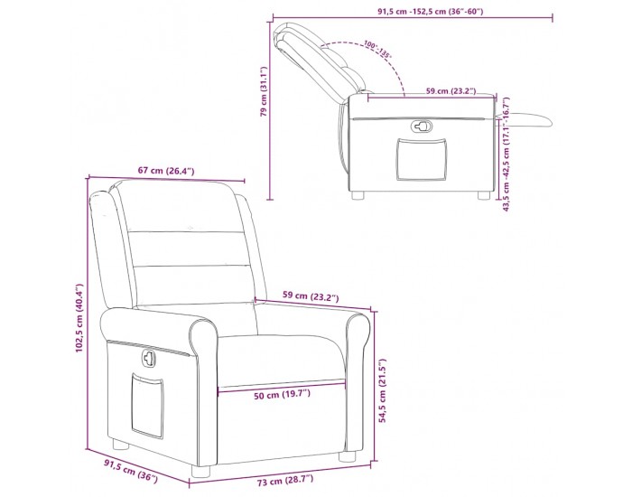 Sonata H Recliner Chair Cloud Grey Fabric