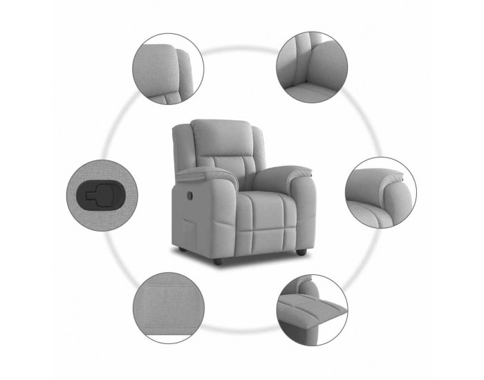 Sonata H Recliner Chair Cloud Grey Fabric