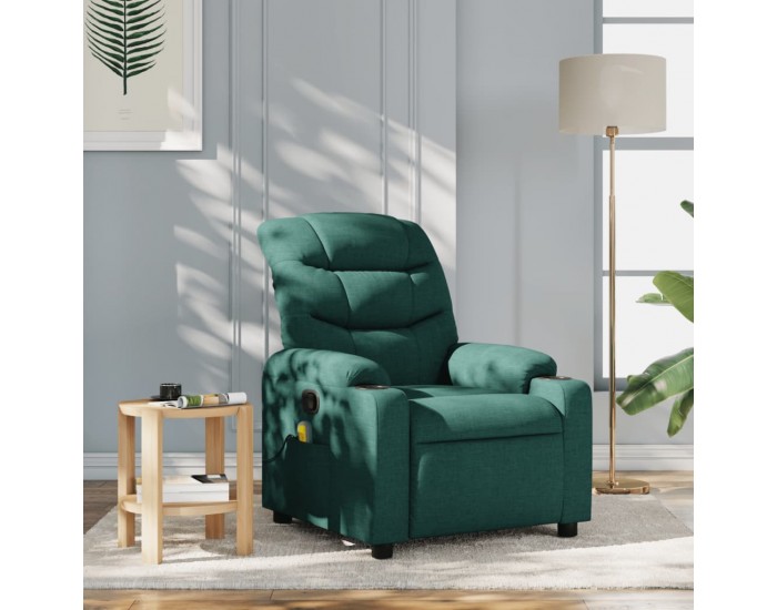 Sonata Fotoliu de masaj rabatabil, verde închis, material textil