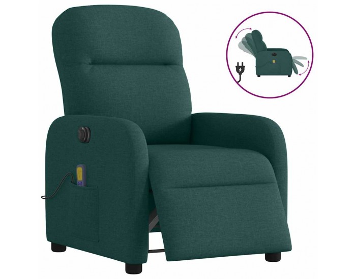 Sonata H Електрически масажен наклоняем стол, тъмнозелен, текстил