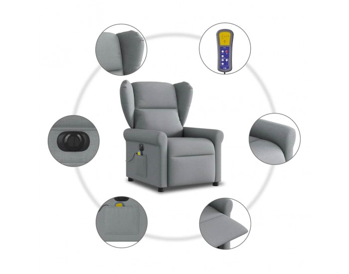 Sonata Fotoliu electric de masaj rabatabil, gri deschis, microfibră