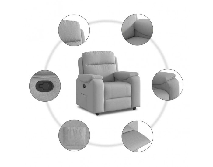Sonata H Recliner Chair Cloud Grey Fabric