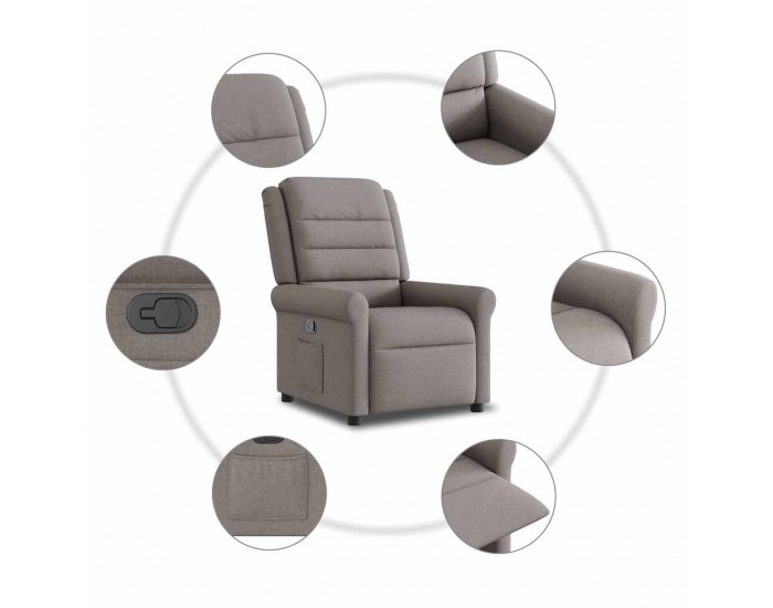 Sonata Fotoliu rabatabil, gri taupe, material textil
